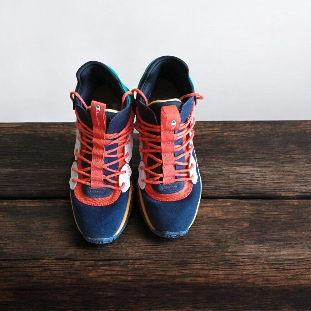Champion Tank Navy Orange Men Size 10 Sneakers Athletic Casual Retro Gym